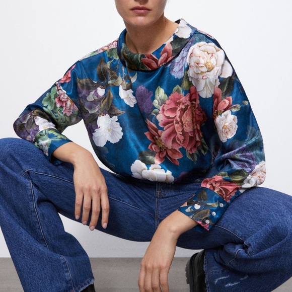 Cropped floral print blouse - Picture 2 of 6